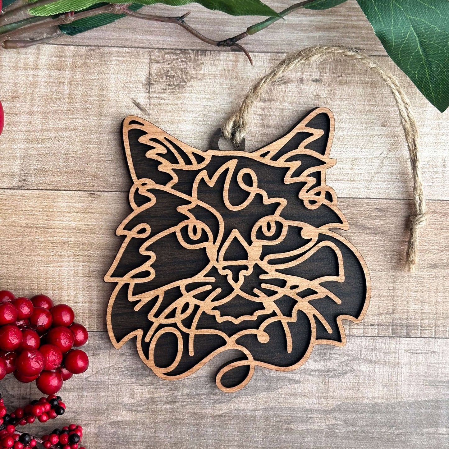 Personalized Cat Breed Ornament - Custom Wood Pet Keepsake