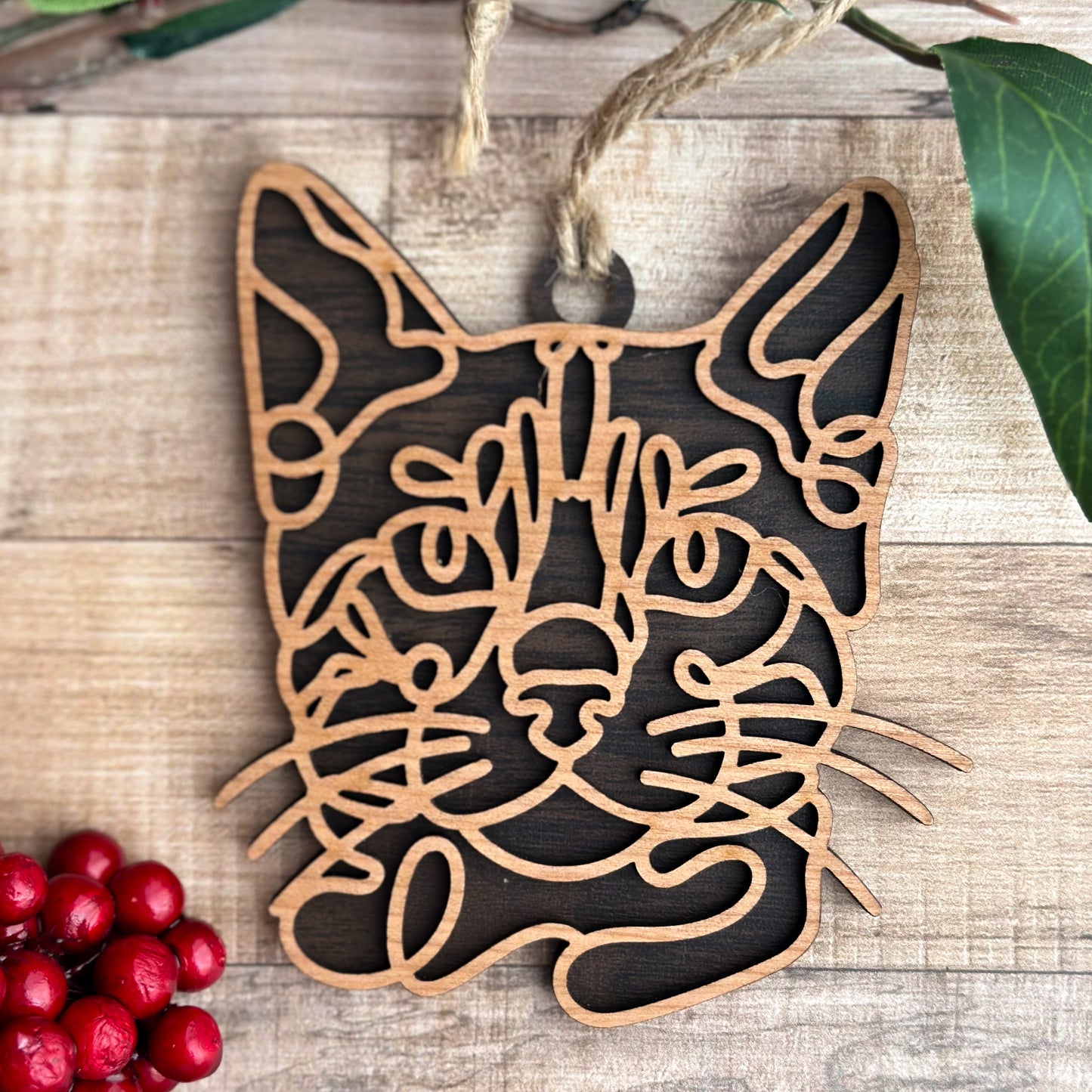 Personalized Cat Breed Ornament - Custom Wood Pet Keepsake