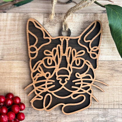 Personalized Cat Breed Ornament - Custom Wood Pet Keepsake