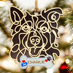 Border Collie wood dog ornament personalized with pet name