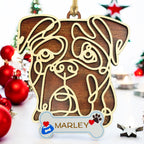 Boxer wood dog ornament personalized with pet name