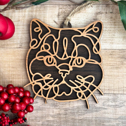 Personalized Cat Breed Ornament - Custom Wood Pet Keepsake