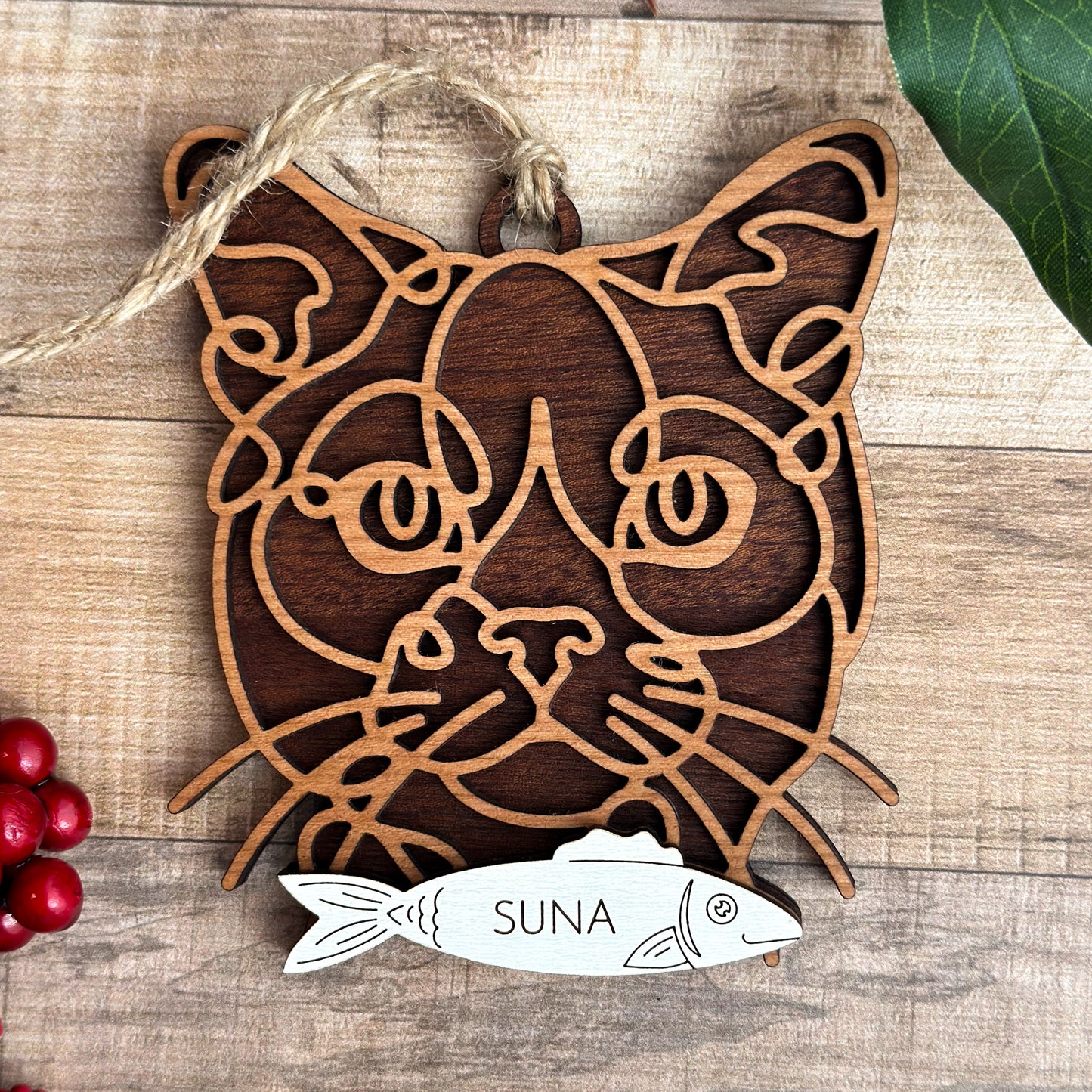 Personalized Cat Breed Ornament - Custom Wood Pet Keepsake