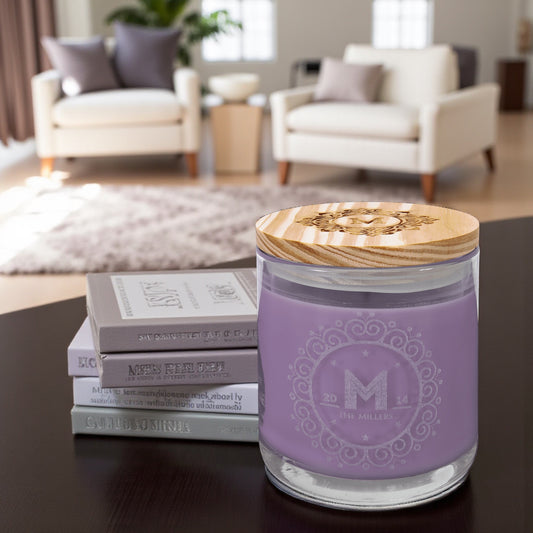 Lavender Vanilla Candle in Glass Holder with Wood Lid – 14oz