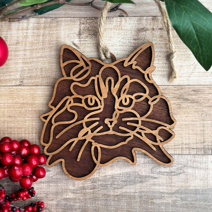 Personalized Cat Breed Ornament - Custom Wood Pet Keepsake