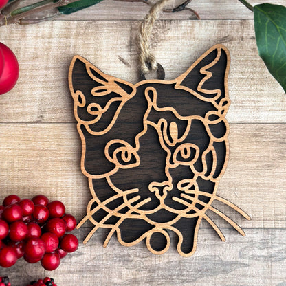 Personalized Cat Breed Ornament - Custom Wood Pet Keepsake