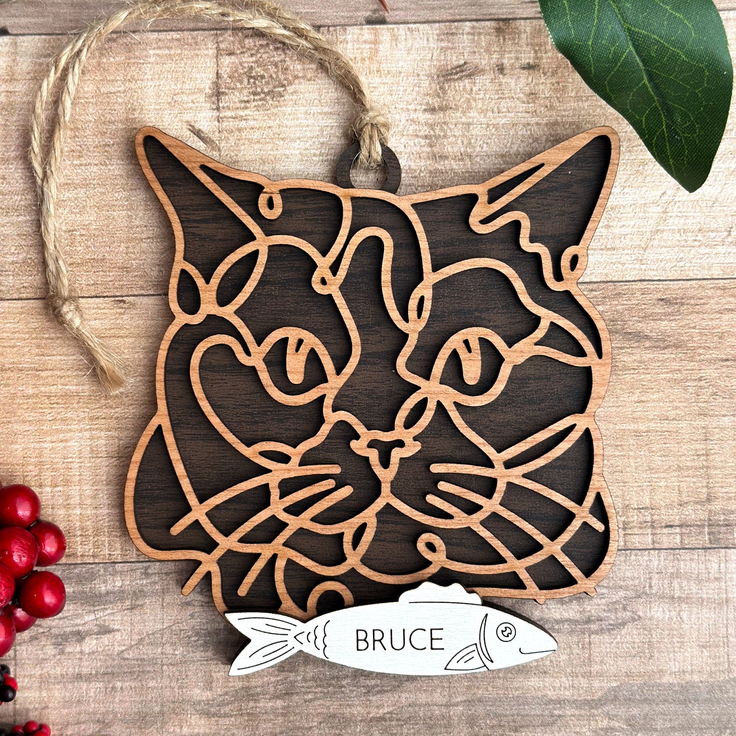 Personalized Cat Breed Ornament - Custom Wood Pet Keepsake