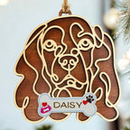 Cocker Spaniel Wooden dog ornament with line-art design