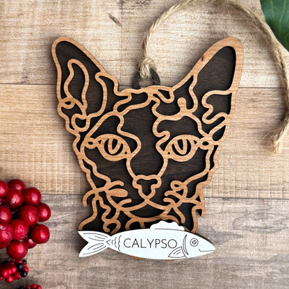 Personalized Cat Breed Ornament - Custom Wood Pet Keepsake