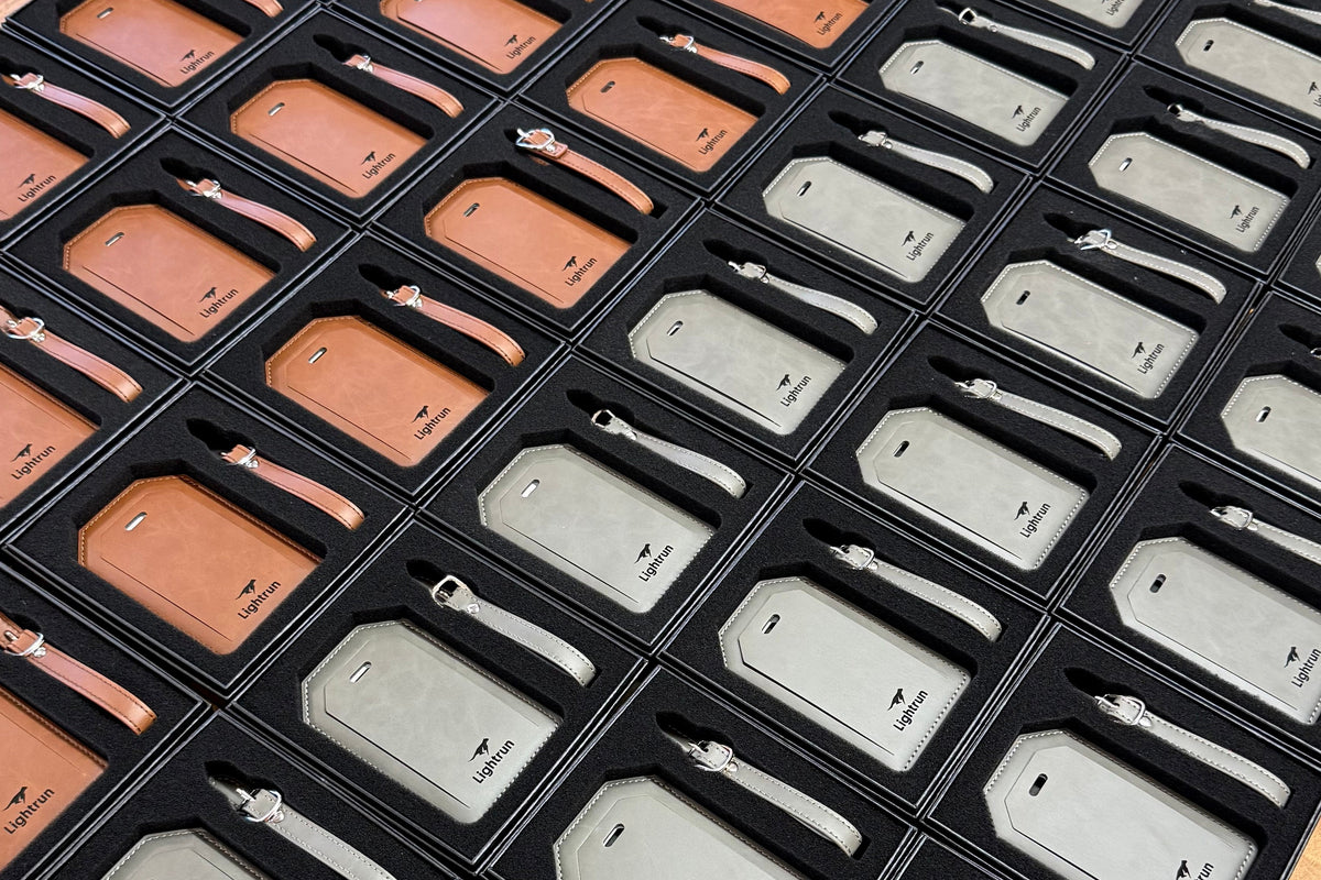 Custom corporate gift programs featuring personalized luggage tags, executive gifts, and branded employee appreciation gifts by Foxwood Engraving & Gifts.