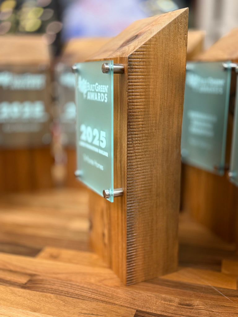 Wooden award with acrylic plaque