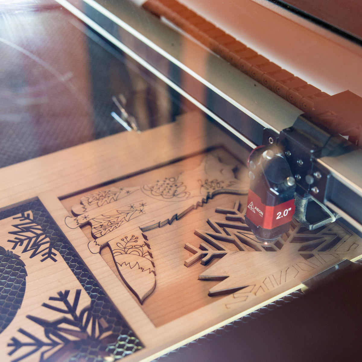 Laser cutting in action at Foxwood Engraving Studio