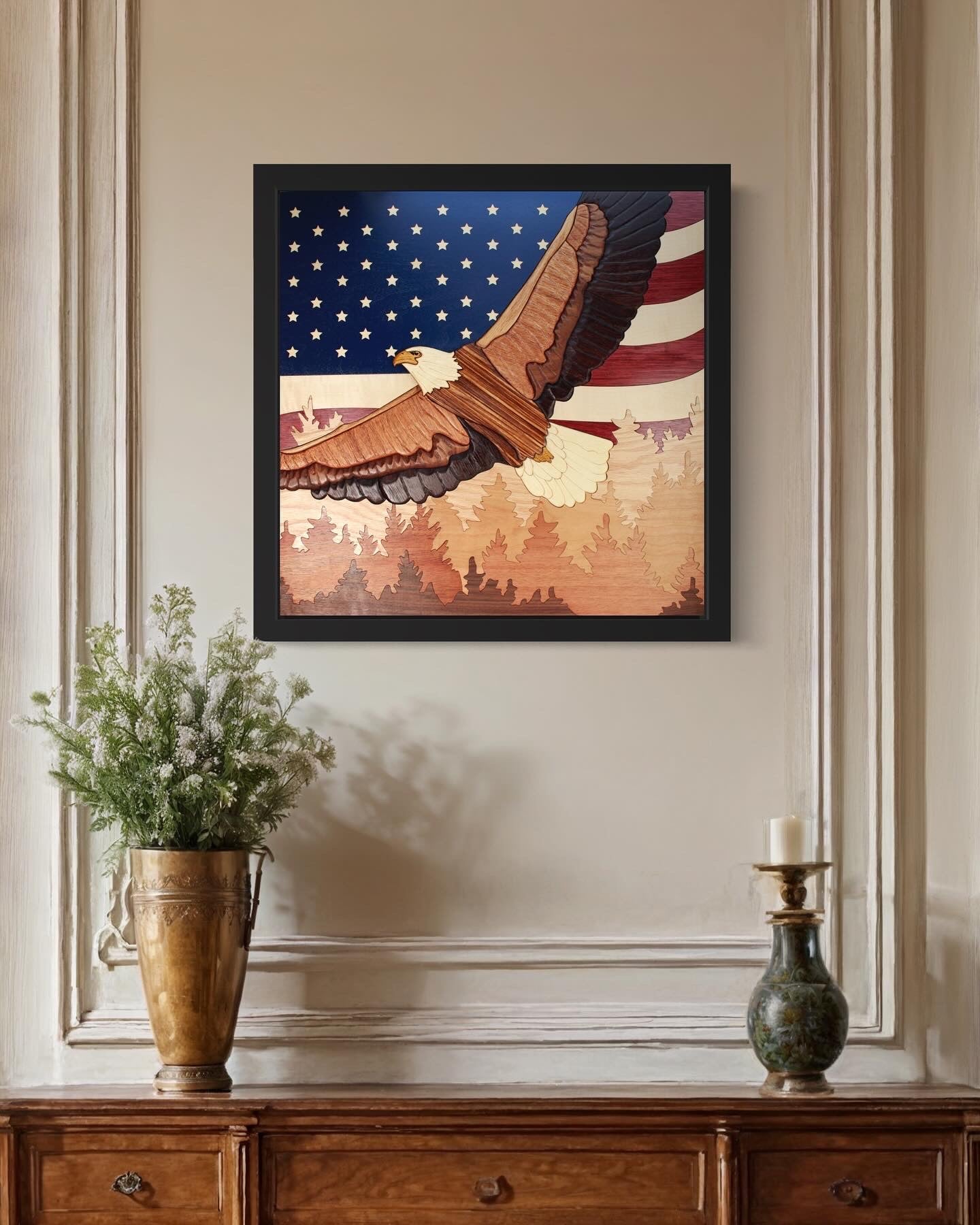 Flying Eagle with Flag Wall Art