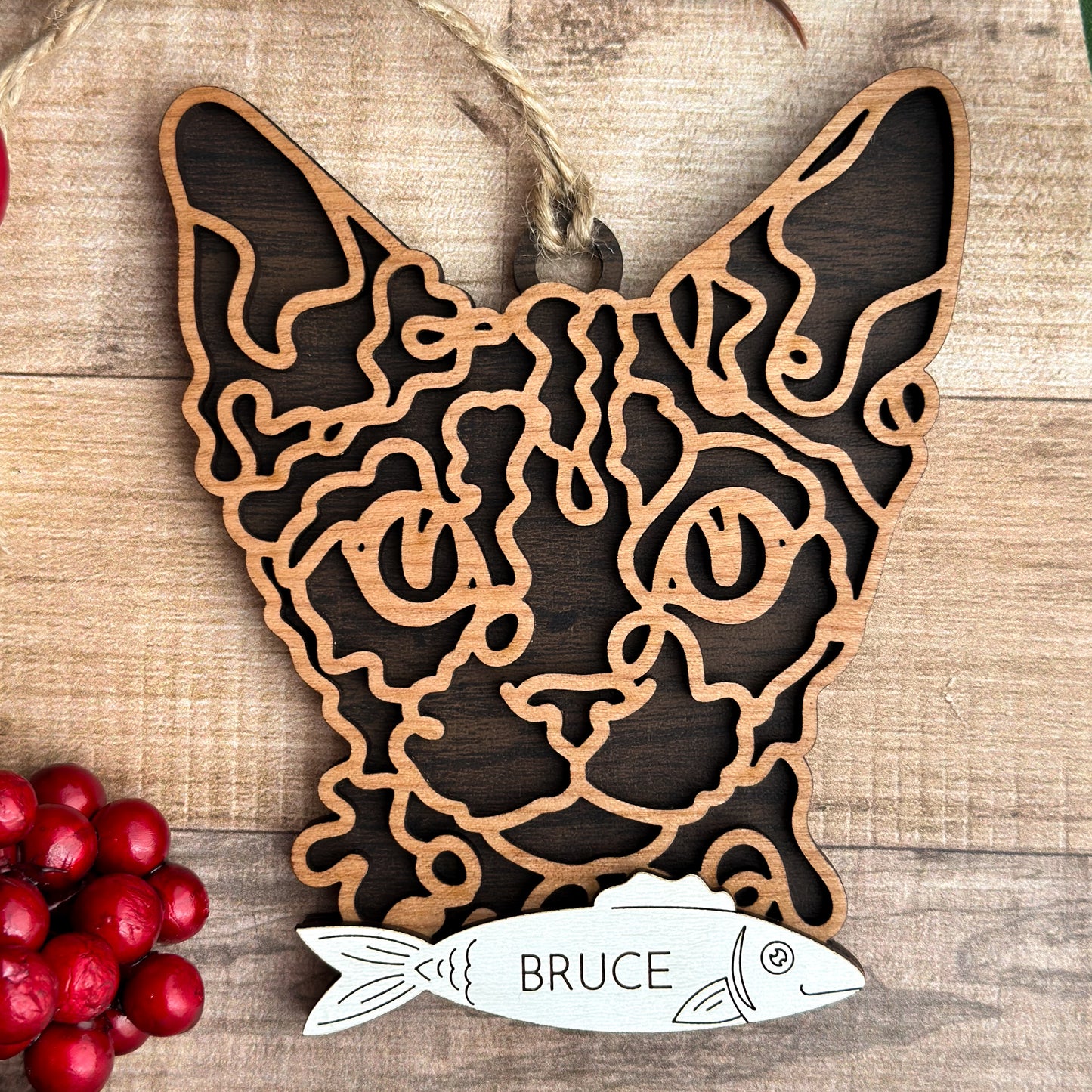 Personalized Cat Breed Ornament - Custom Wood Pet Keepsake