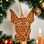 Dobermann Wooden dog ornament with line-art design