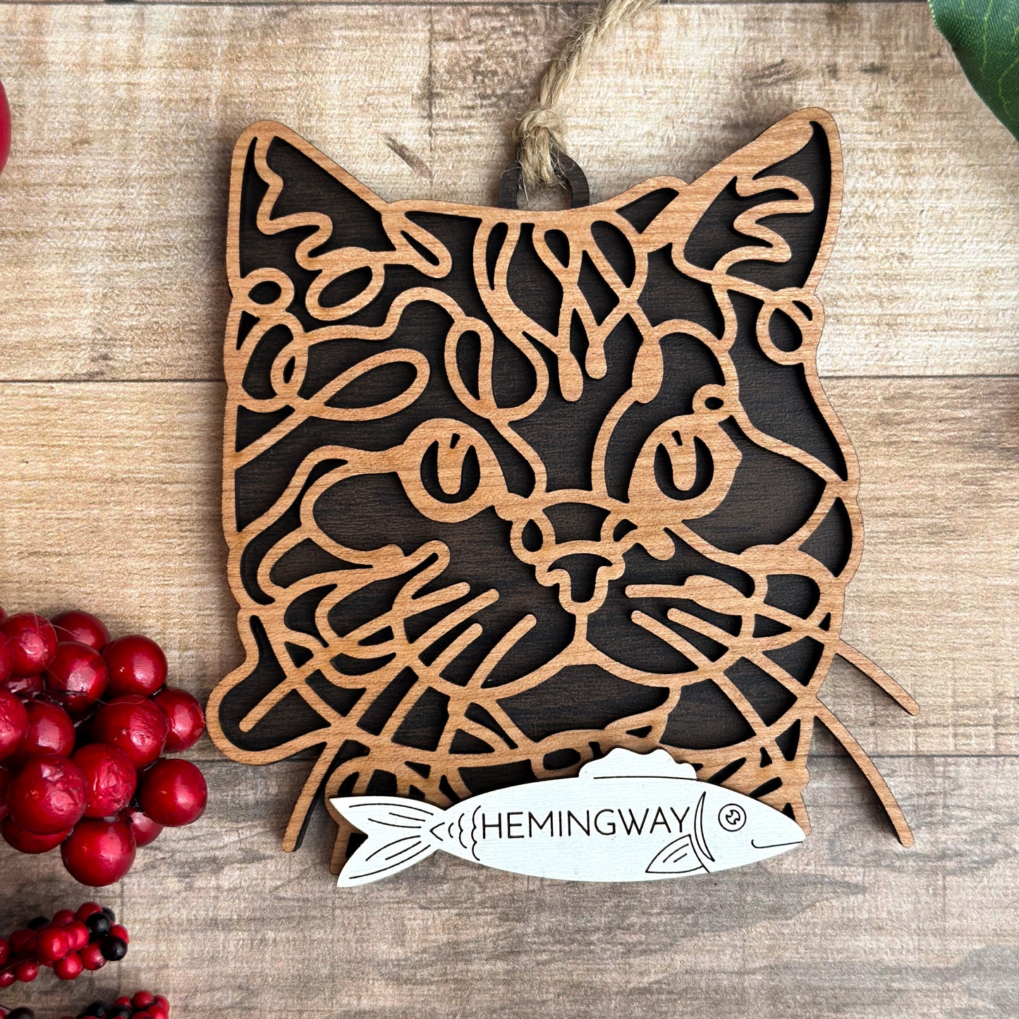 Personalized Cat Breed Ornament - Custom Wood Pet Keepsake