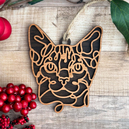 Personalized Cat Breed Ornament - Custom Wood Pet Keepsake