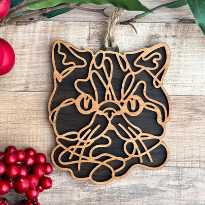 Personalized Cat Breed Ornament - Custom Wood Pet Keepsake