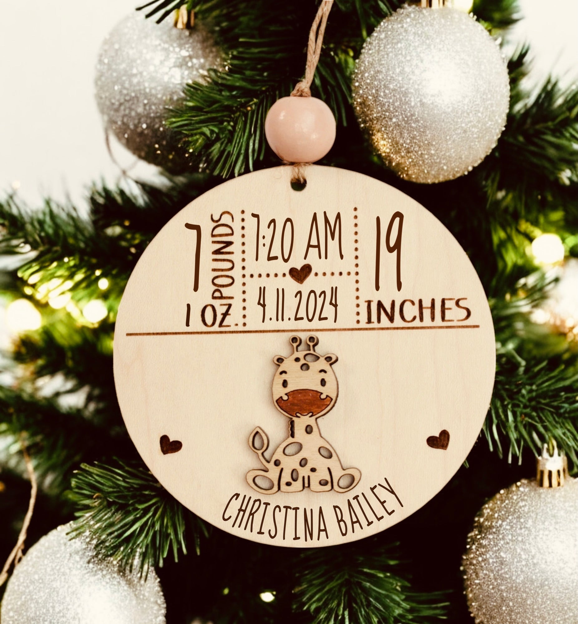 Baby's 1st Christmas Birth Stats Ornament