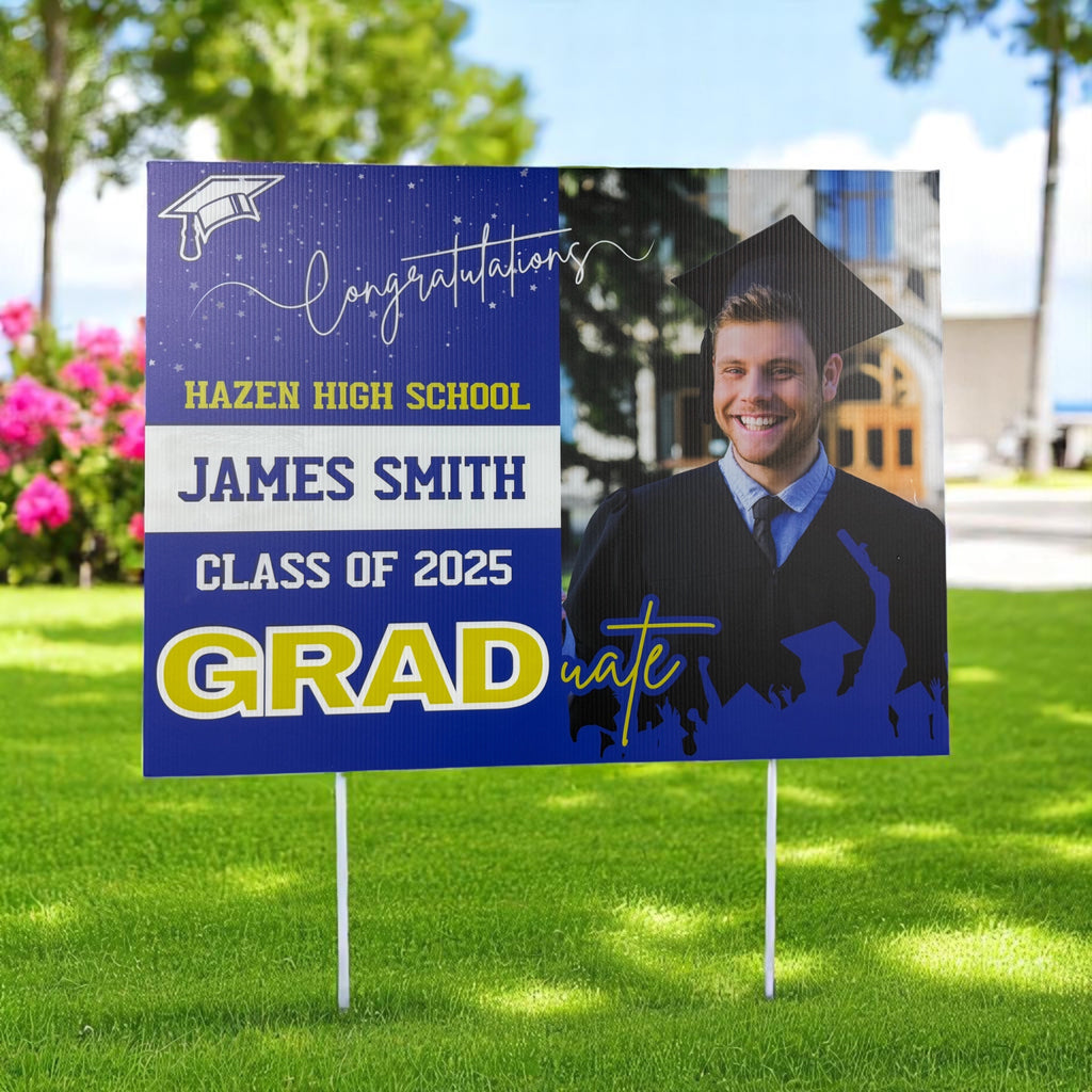 Custom Graduation Yard Sign – Personalized Photo Grad Banner