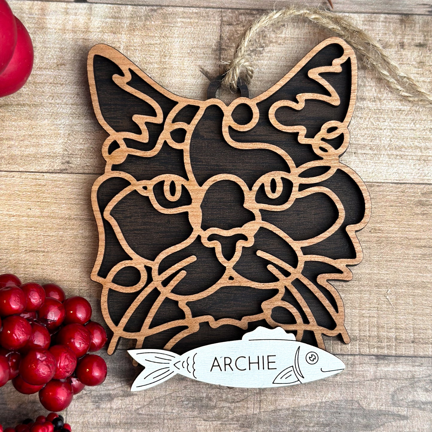 Personalized Cat Breed Ornament - Custom Wood Pet Keepsake
