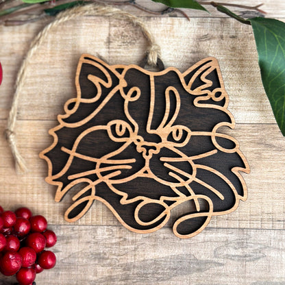 Personalized Cat Breed Ornament - Custom Wood Pet Keepsake