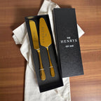 Custom Engraved Wedding Cake Server Set – Gold or Silver Finish