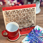 Large Hearts Book Rest and Page Holder - Valentine’s Edition Wooden Book Valet