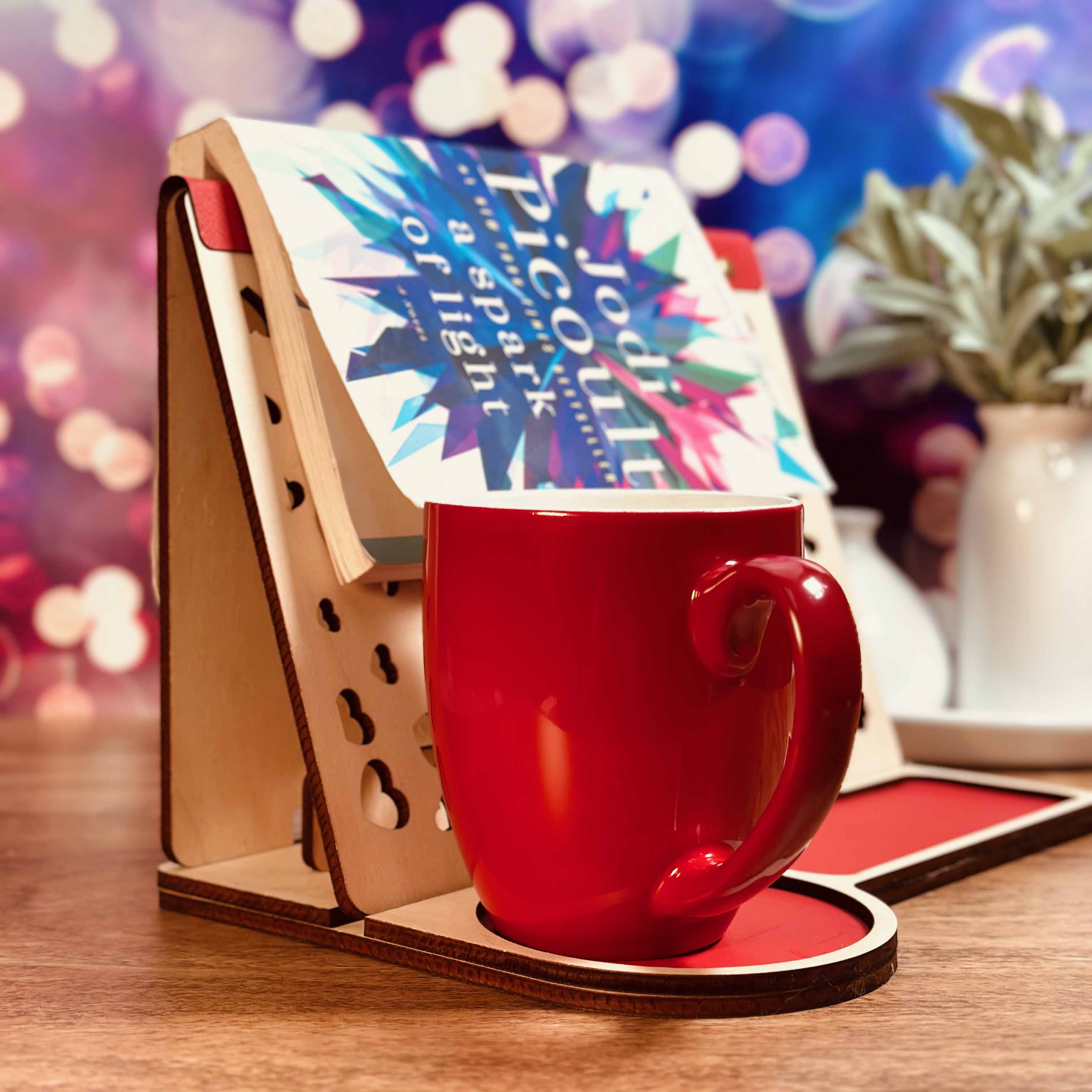 Small Hearts Book Rest and Page Holder - Wooden Book Valet