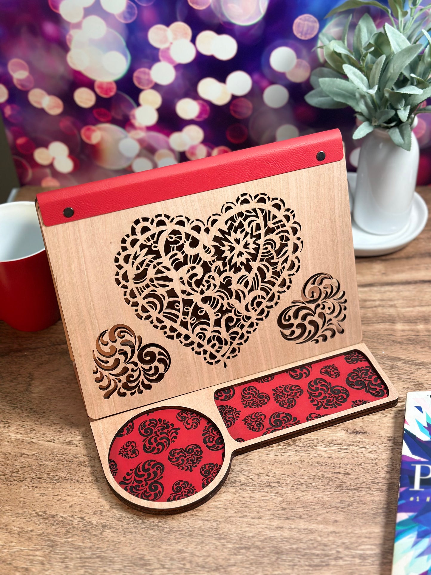 Book Rest and Page Holder - Valentine’s Edition Wooden Book Valet