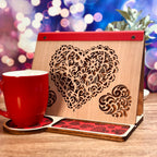 Book Rest and Page Holder - Wooden Book Valet with Hearts