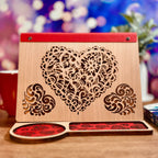 Book Rest and Page Holder - Wooden Book Valet with Hearts