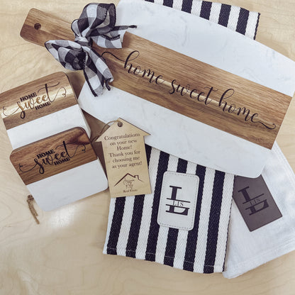 Acacia Wood and Marble Personalized Gift Set