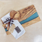 Olive Wood Cutting Board with River of Blue Resin