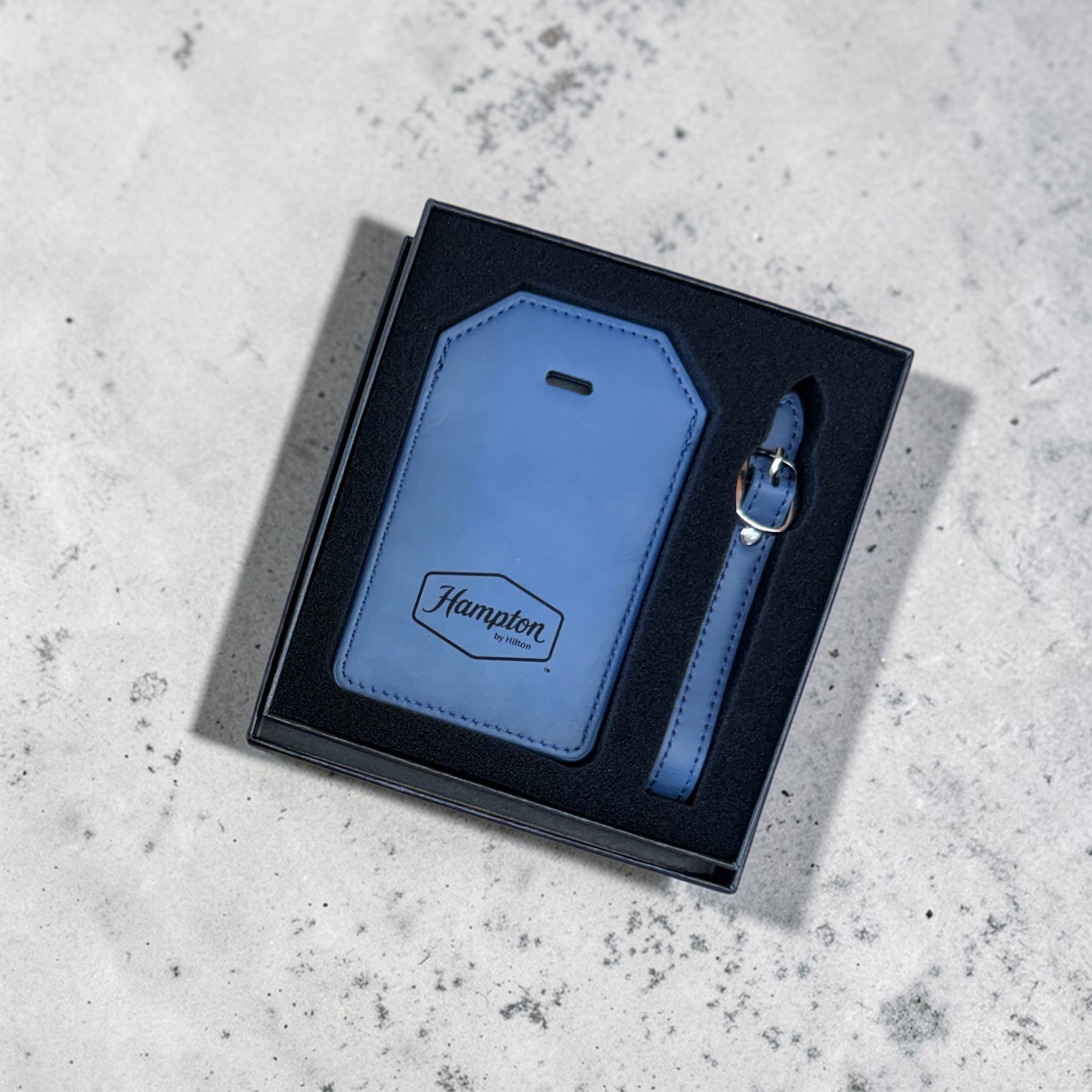 Premium Leatherette Luggage Tag with Gift Box – Engraved or Color Printed Logo