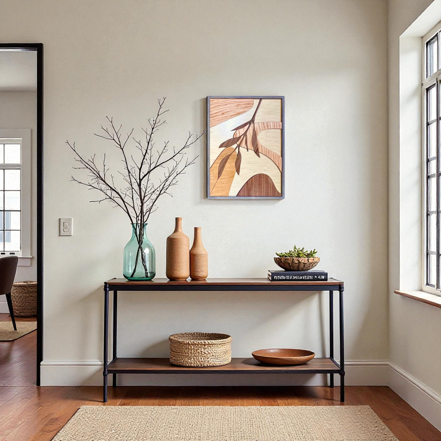 Layered Wood Botanical Wall Art Trio – Handcrafted Nature-Inspired Panels