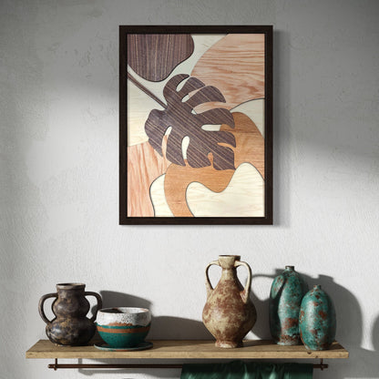 Layered Wood Botanical Wall Art Trio – Handcrafted Nature-Inspired Panels