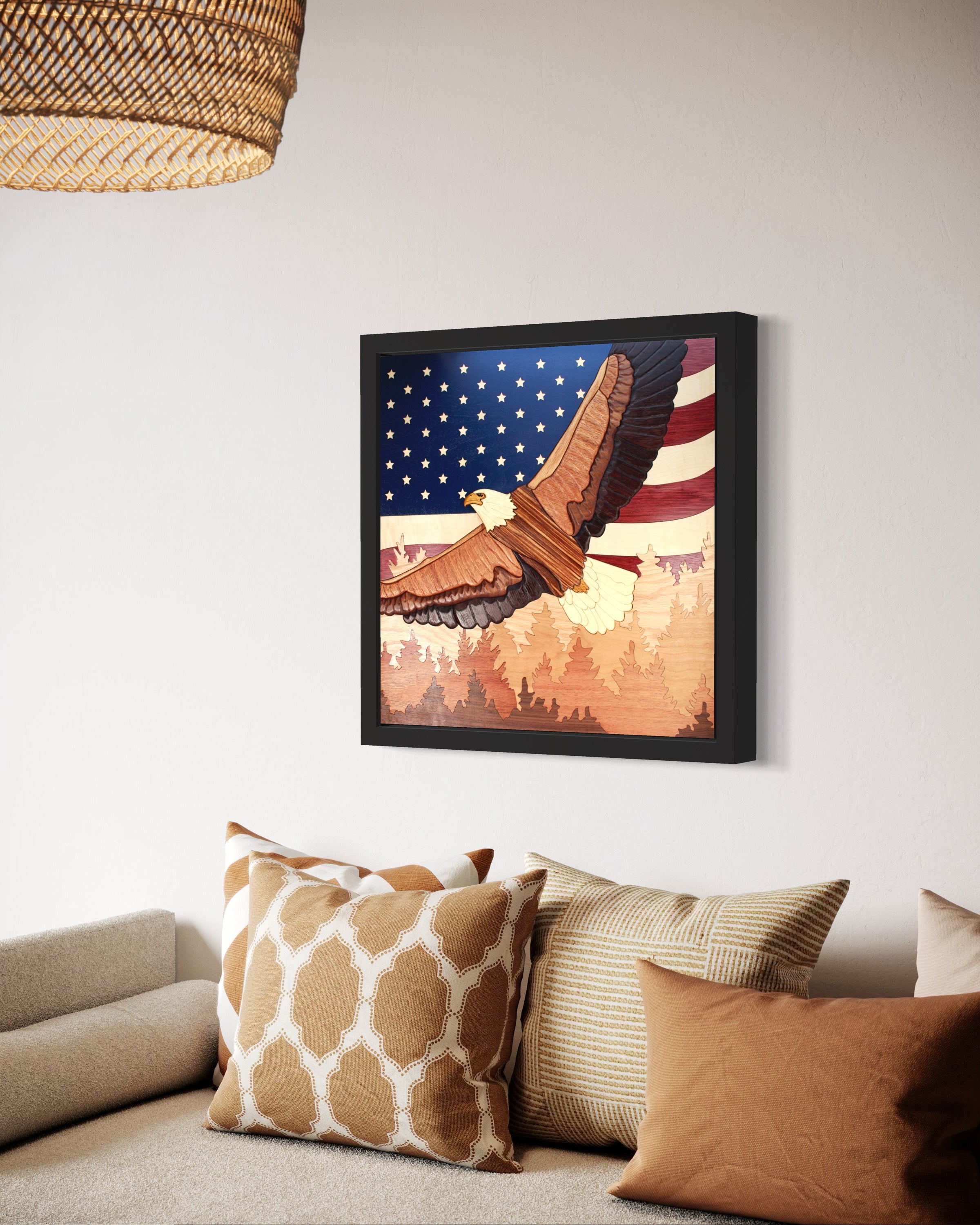 Flying Eagle with Flag Wall Art