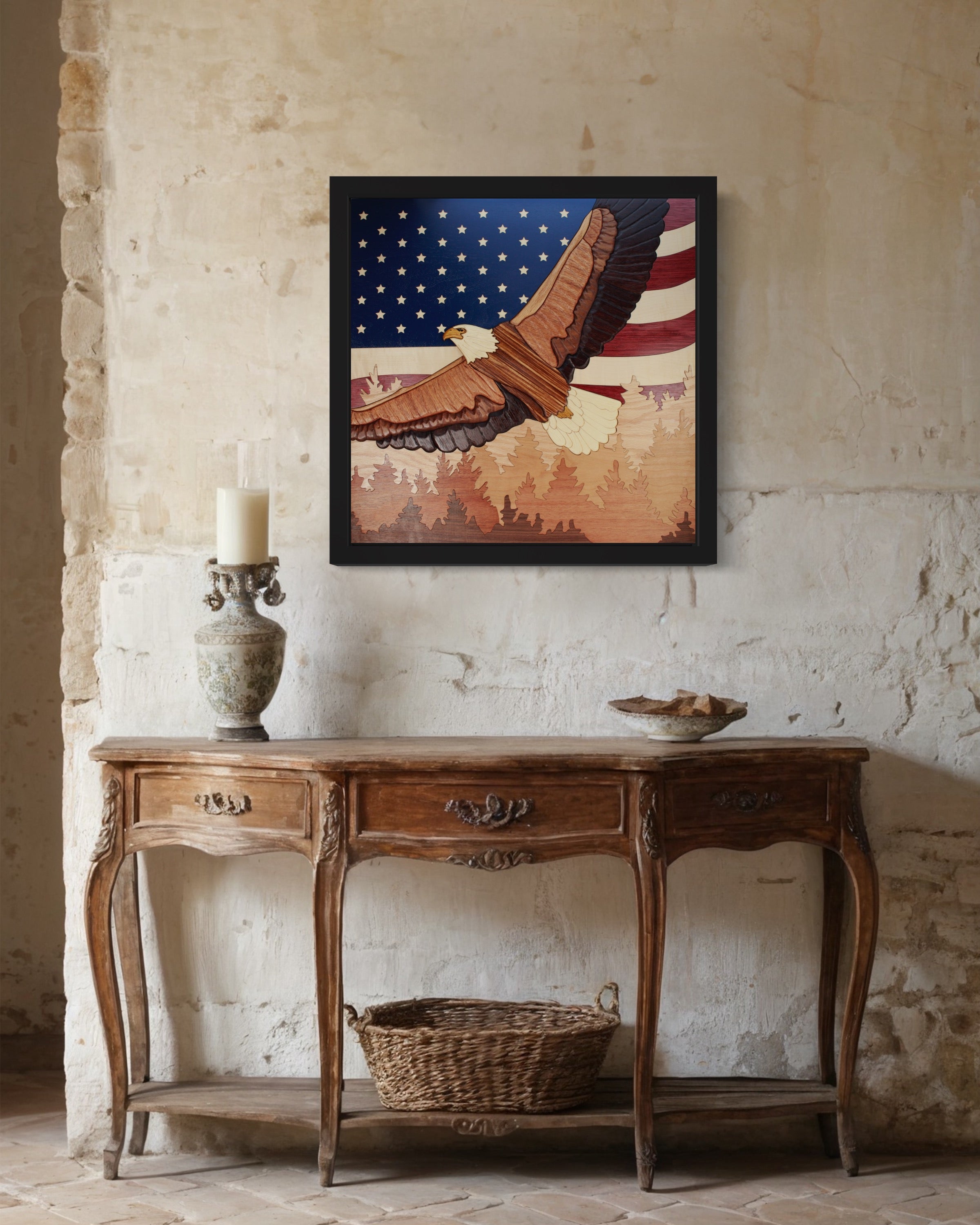 Flying Eagle with Flag Wall Art