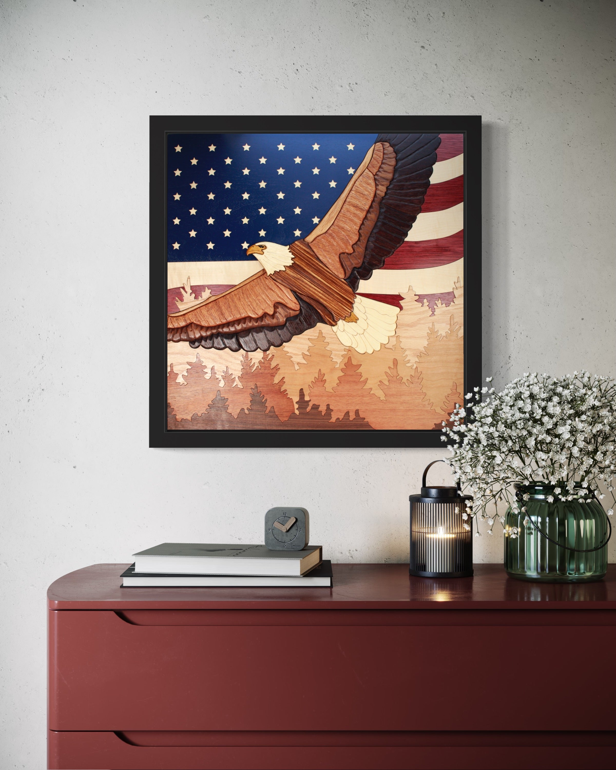 Flying Eagle with Flag Wall Art