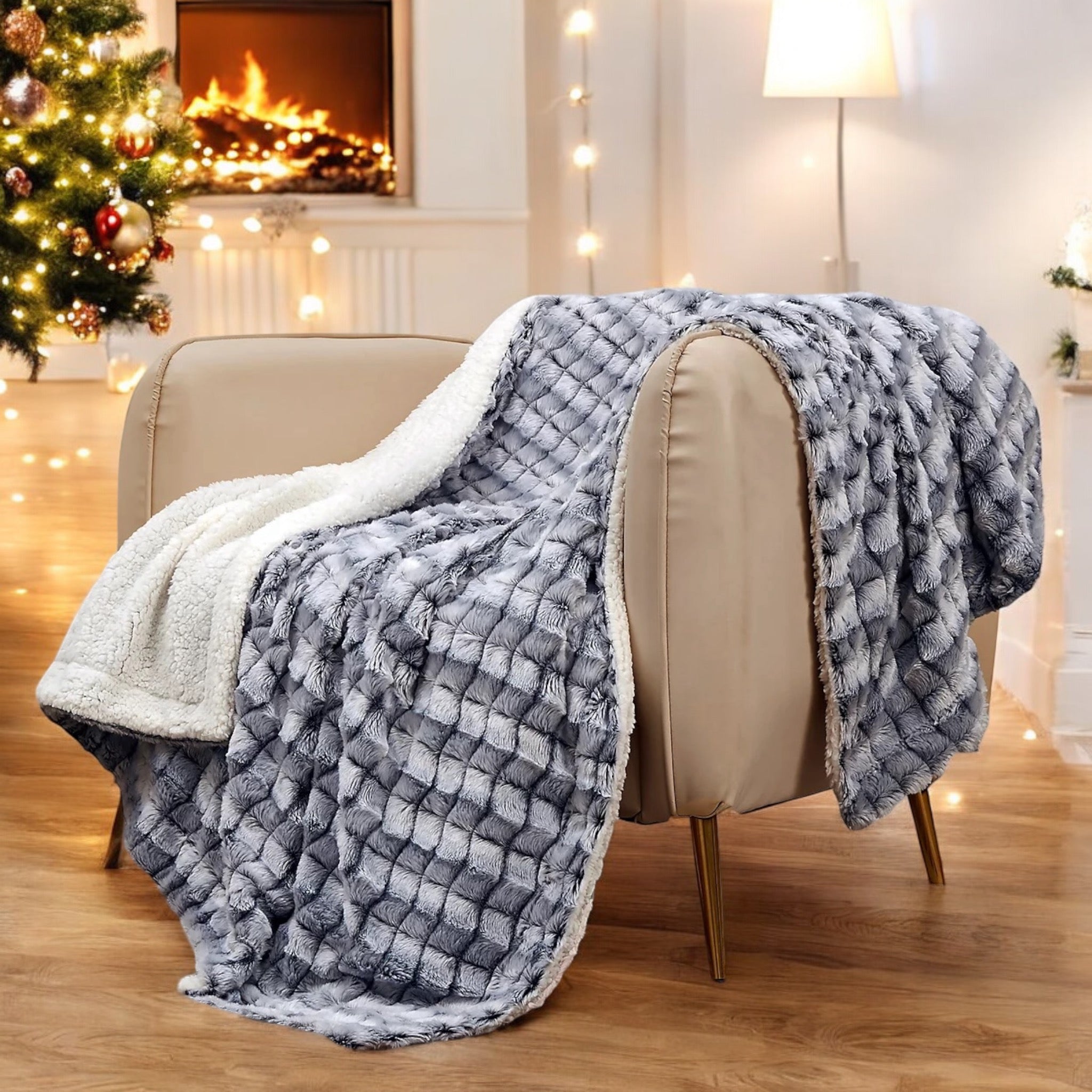 Warm and Cozy Riversible Throw Blanket with Custom Engraved Tag