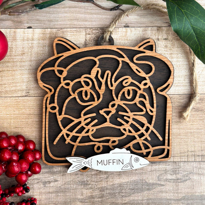 Personalized Cat Breed Ornament - Custom Wood Pet Keepsake