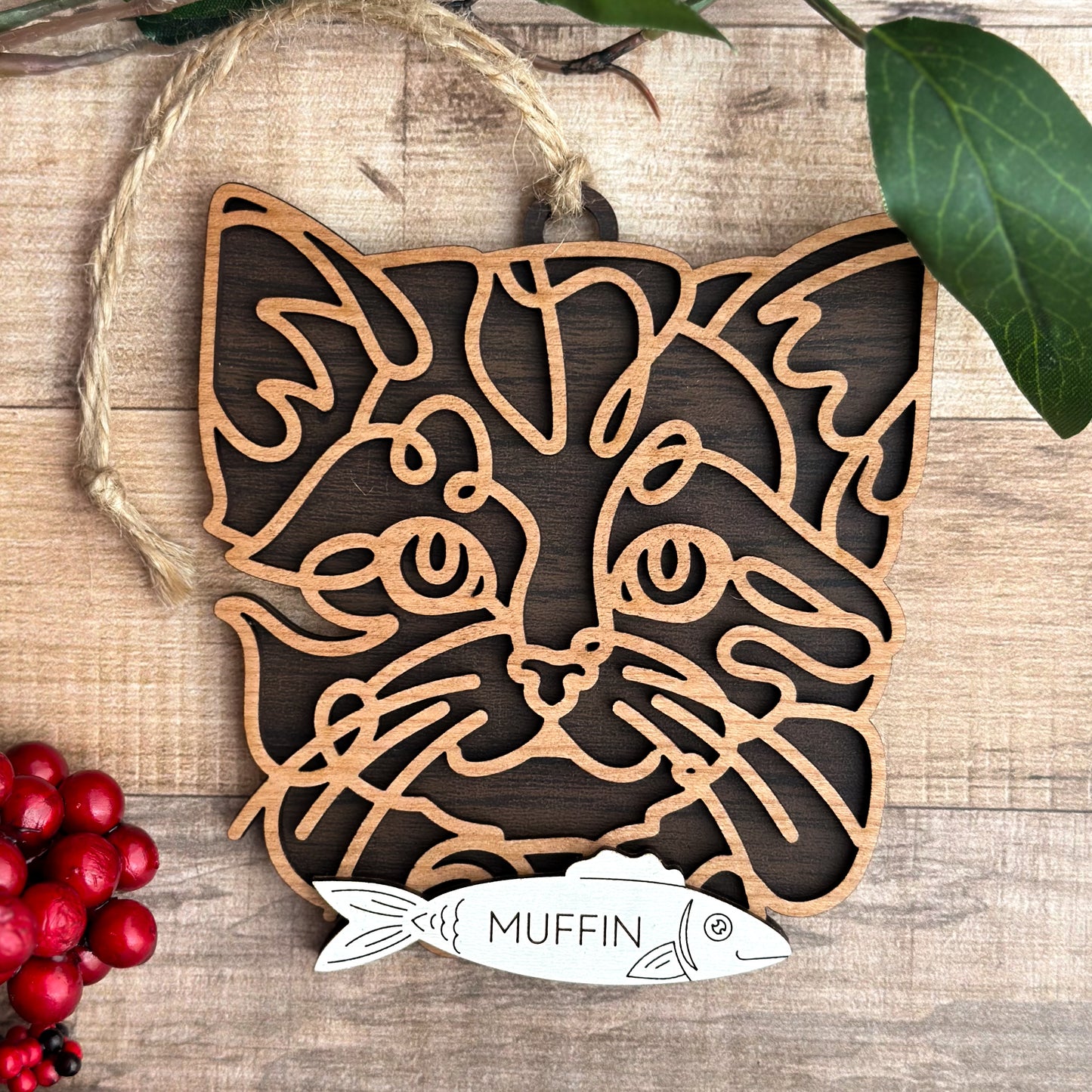 Personalized Cat Breed Ornament - Custom Wood Pet Keepsake