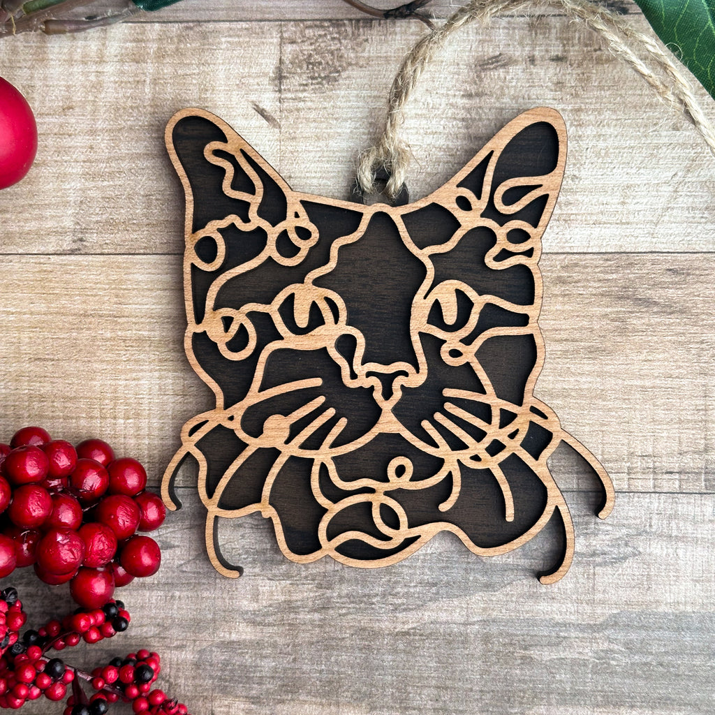 Personalized Cat Breed Ornament - Custom Wood Pet Keepsake