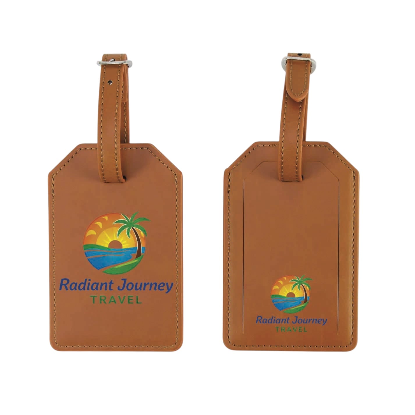 Premium Leatherette Luggage Tag with Gift Box – Engraved or Color Printed Logo