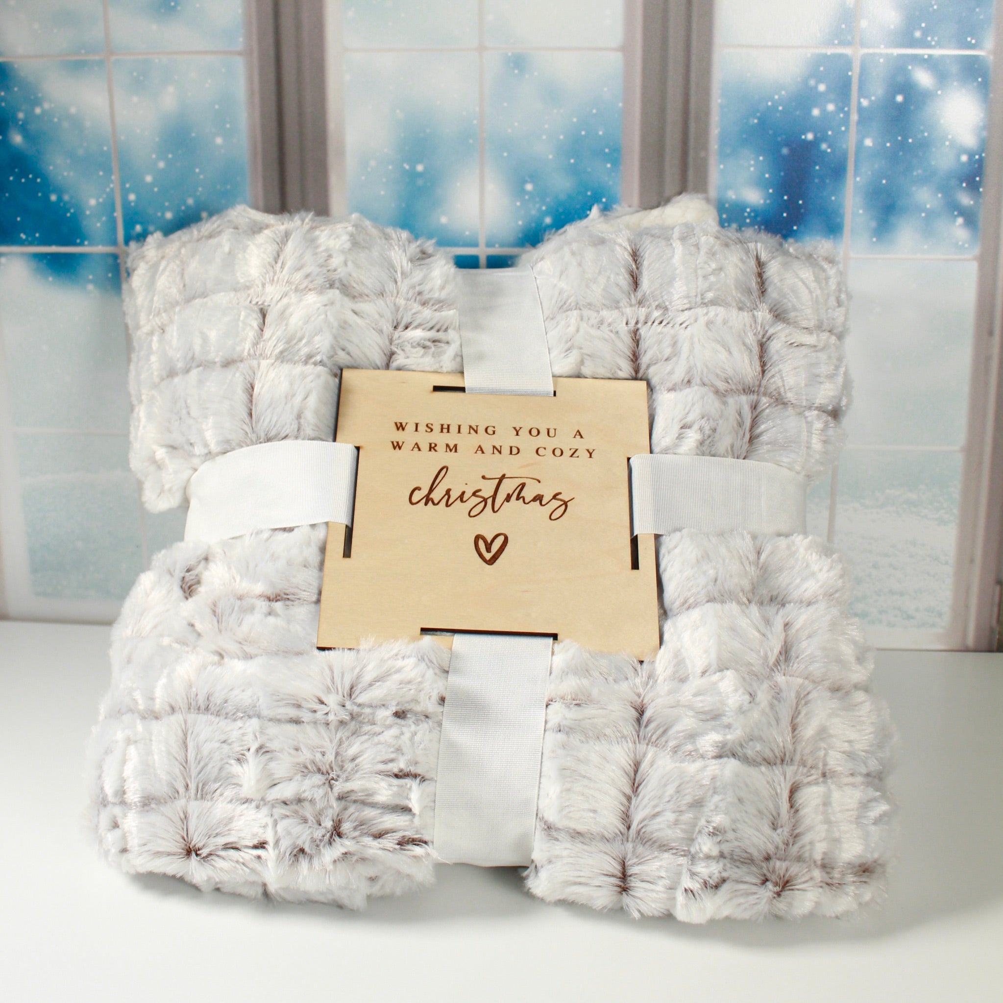 Warm and Cozy Riversible Throw Blanket with Custom Engraved Tag