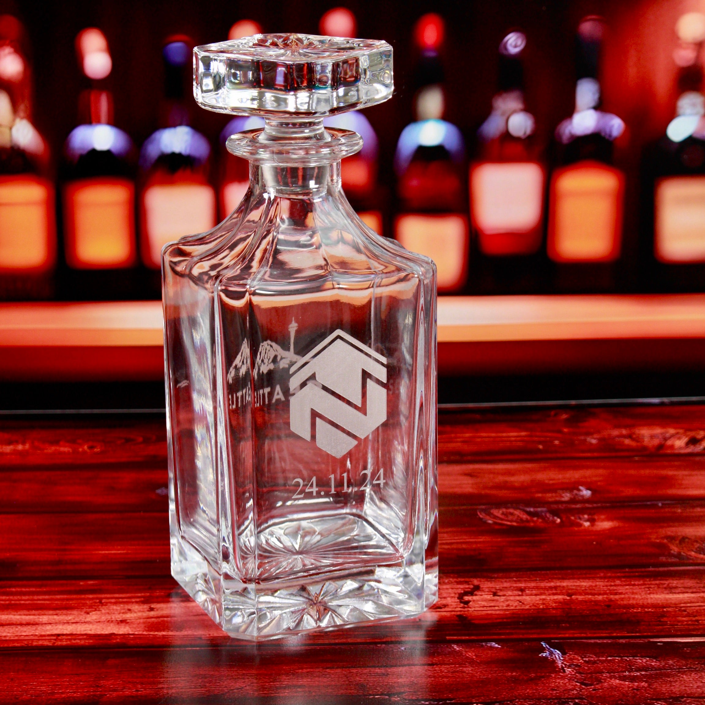 Custom Engraved Whiskey Decanter and Glass Set