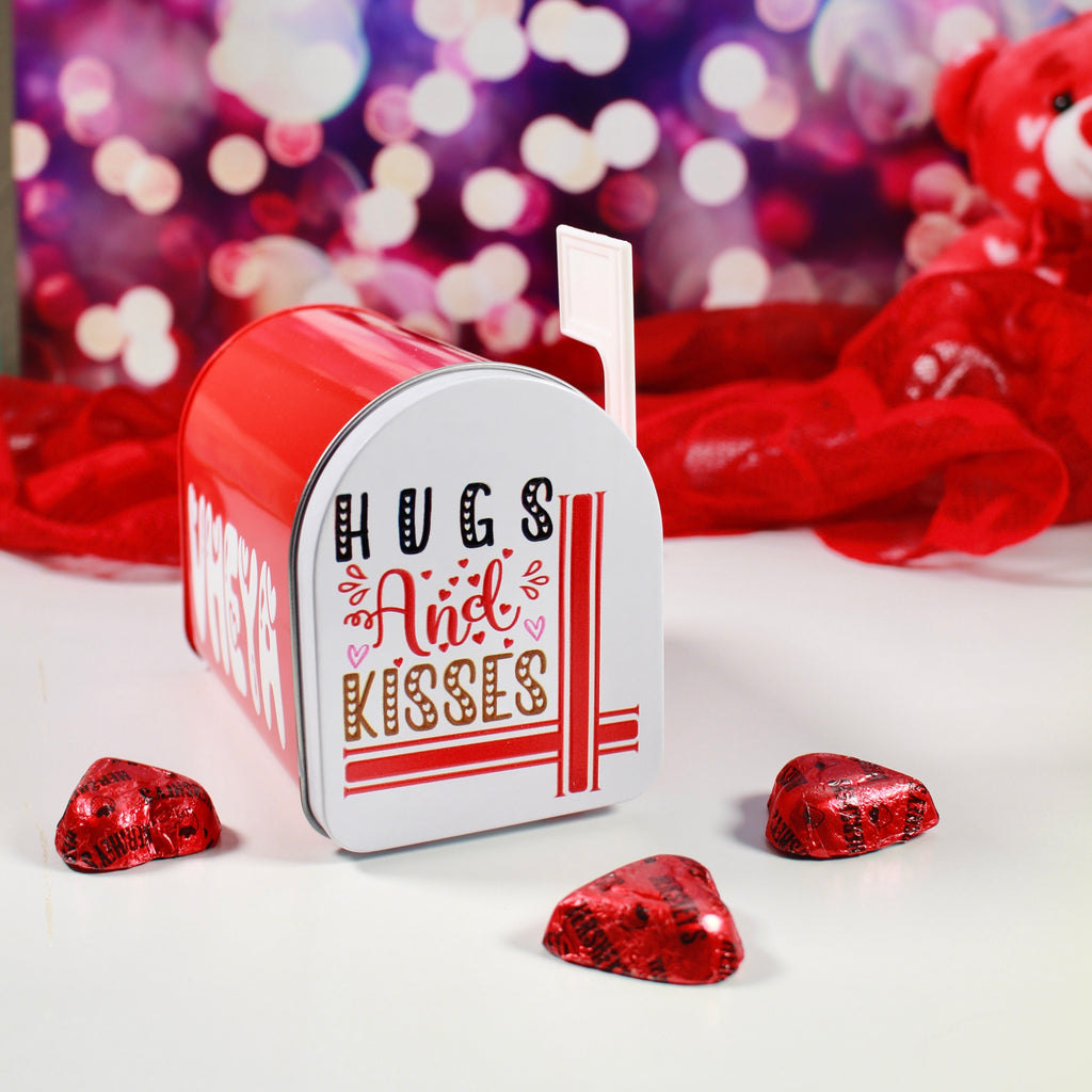 Personalized Valentines Tin Mailbox for Kids, Custom Name Tin Treat Holder