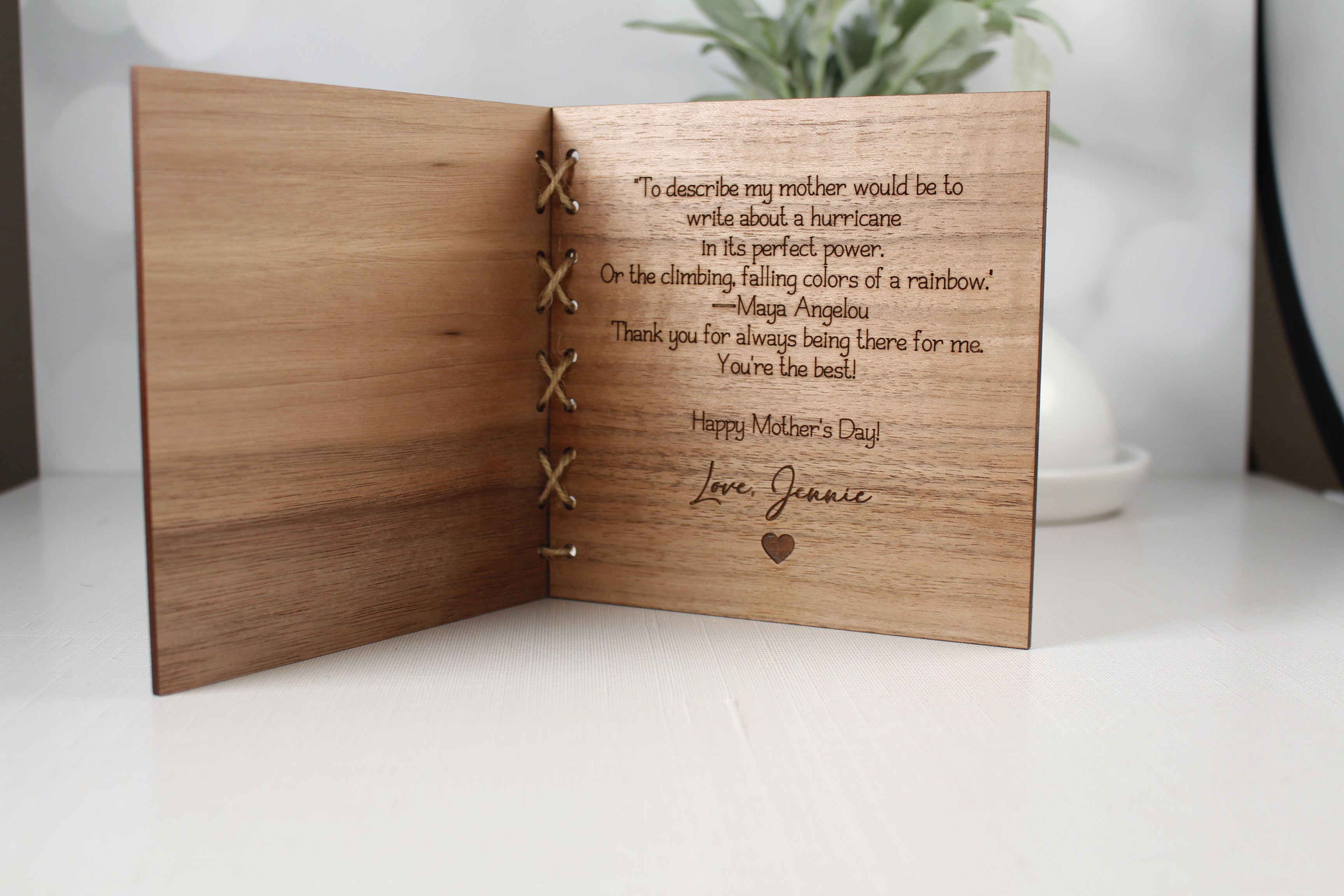Engraved Mother's Day Wooden Card