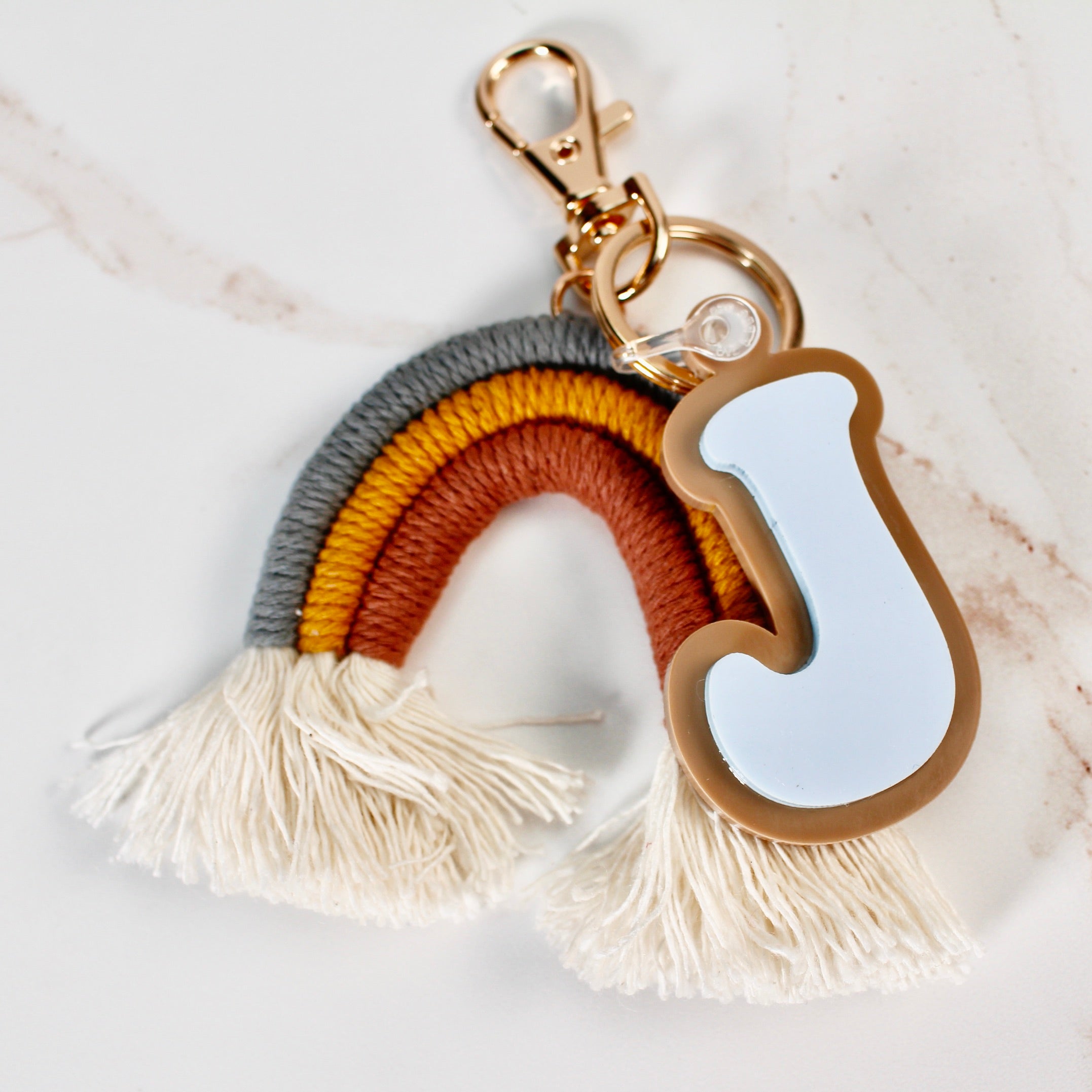Rainbow Initial Keychain/Backpack Tag